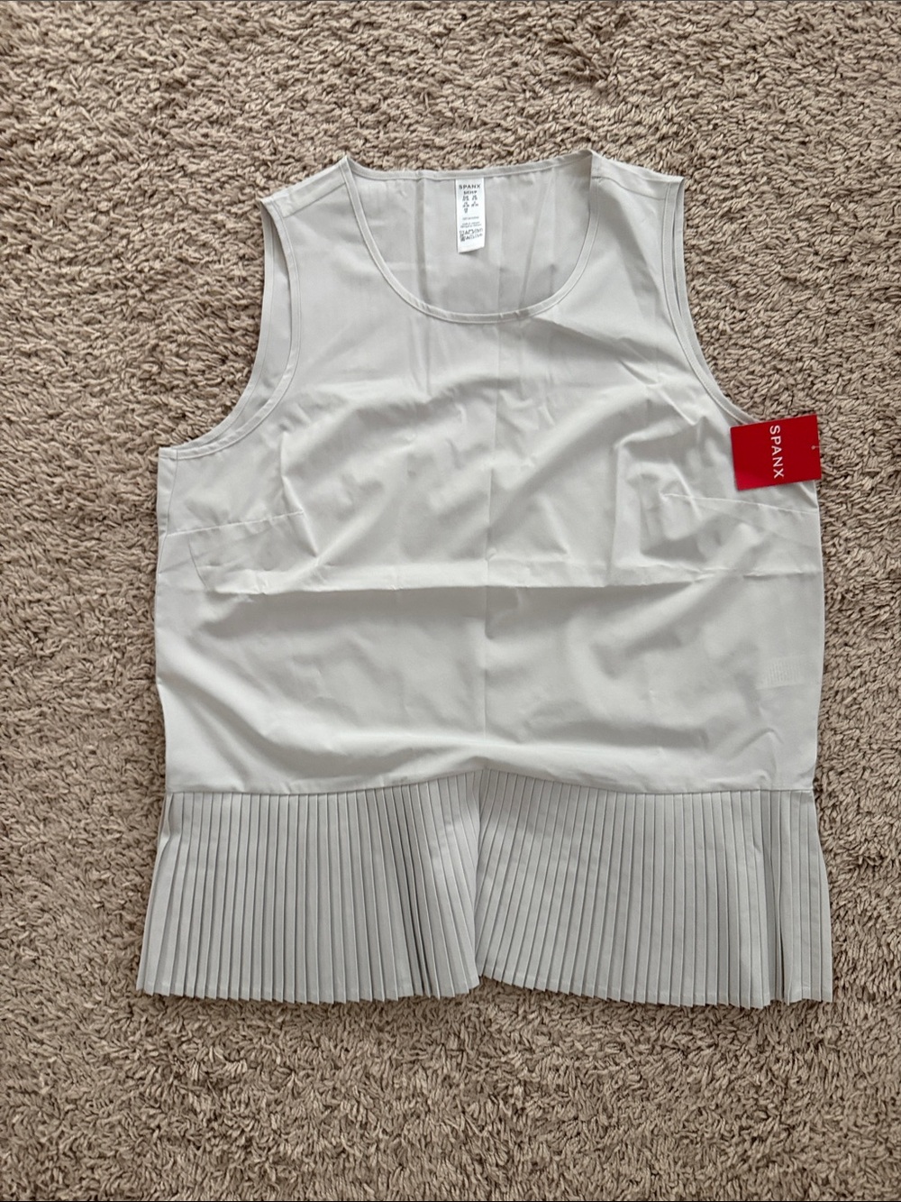 SPANX Light gray Sleeveless Pleated-Hem Tank Top
